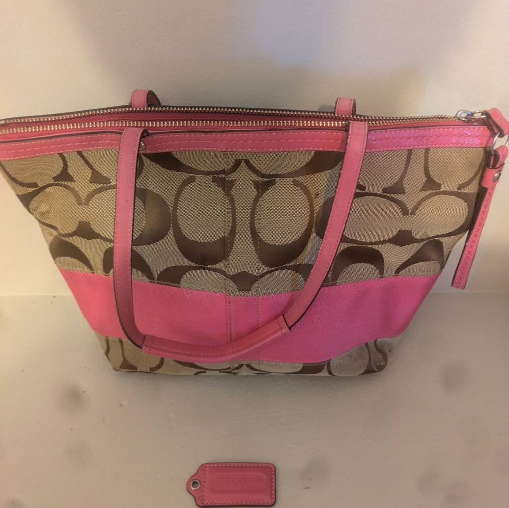 Pink and brown Coach bag